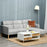 OUT OF STOCK - L Shape Sofa Bed Set, Linen Fabric Corner Sofa Bed with Rubber Wood Legs and Footstool, Light Grey