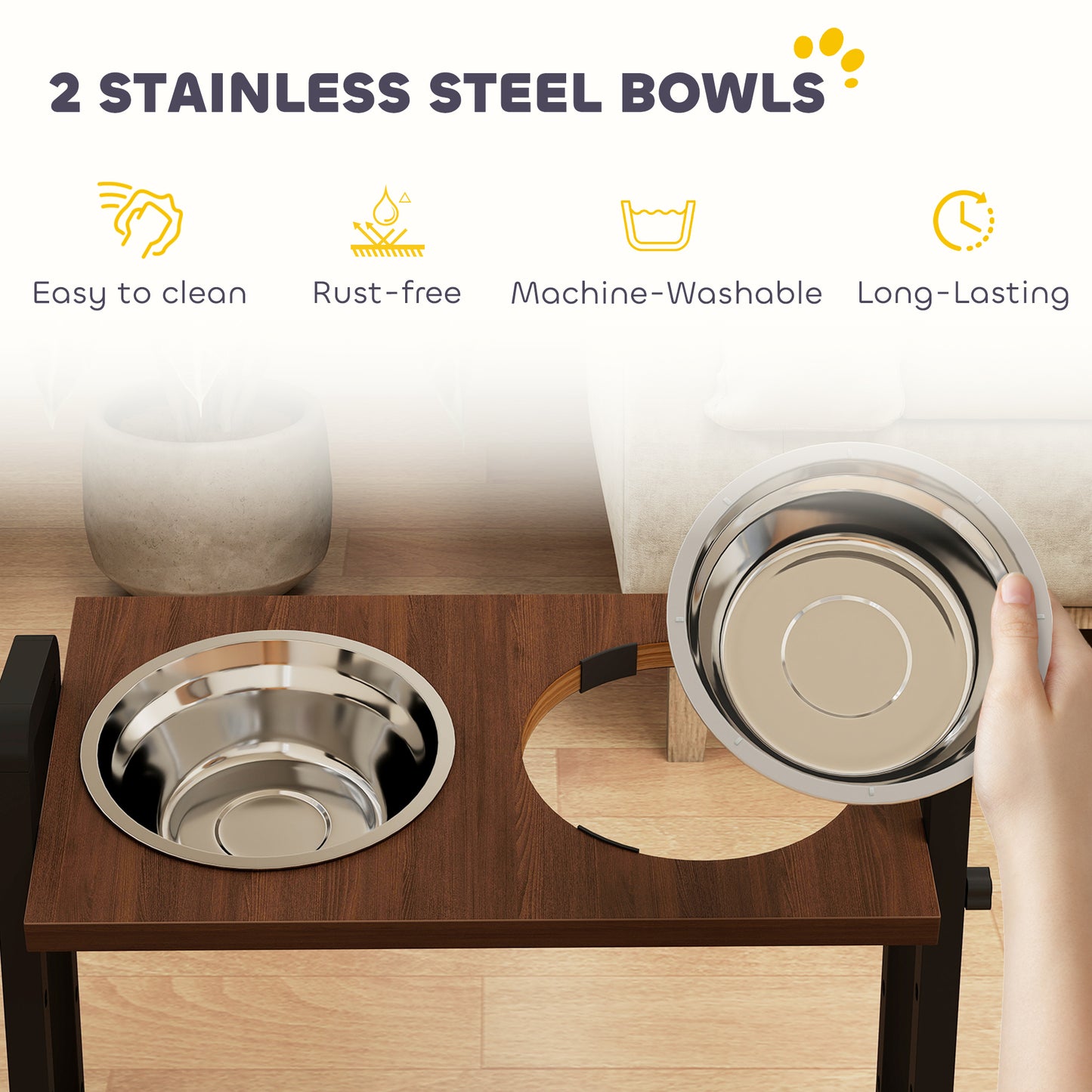 Raised Dog Bowls with 4 Heights Adjustable and 3 Adjustable Angles