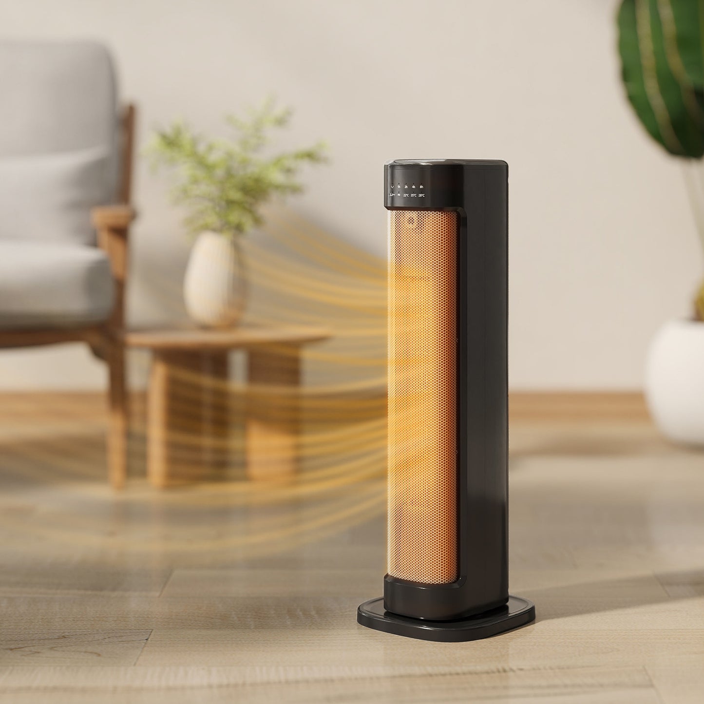 Ceramic Electric Heater, 2000W Space Heater with Timer, Black