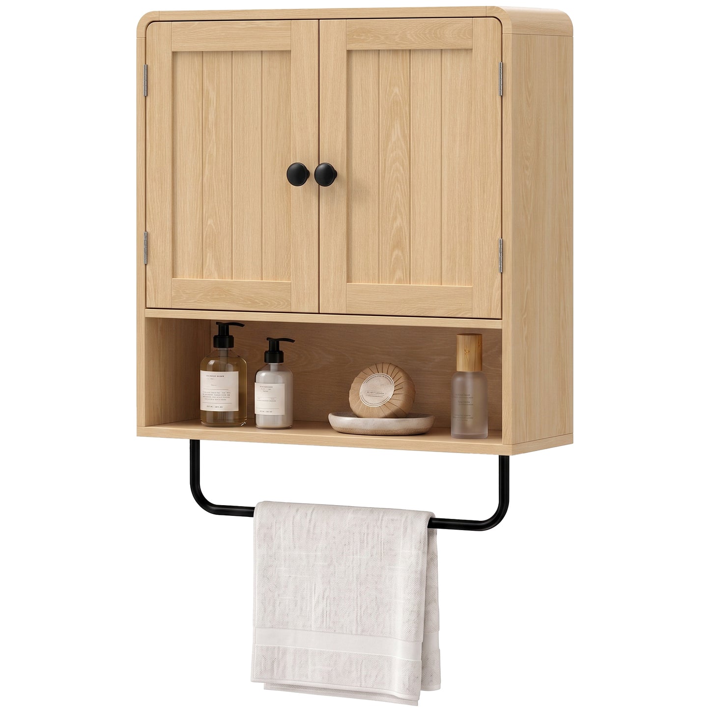 Bathroom Cabinet with 2 Doors and Adjustable Shelf, Oak