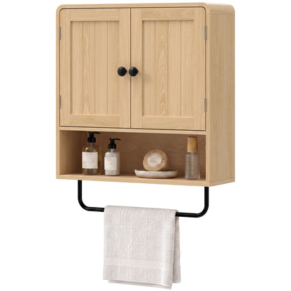 Bathroom Cabinet with 2 Doors and Adjustable Shelf, Oak
