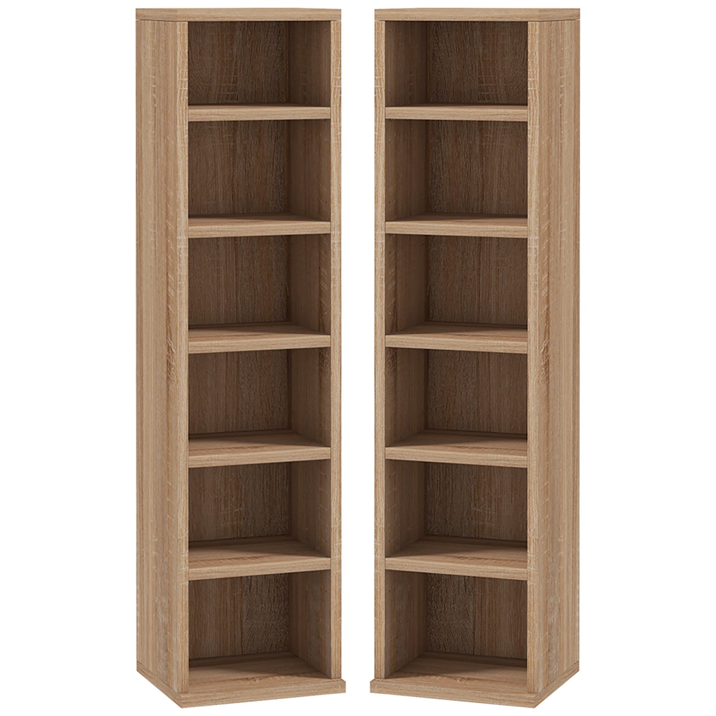 CD Media Display Shelf Unit Tower Rack with Adjustable Shelves, Set of 2