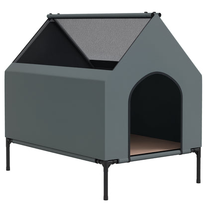 Dog House Outdoor Elevated Dog Bed with Removable Cover, Grey