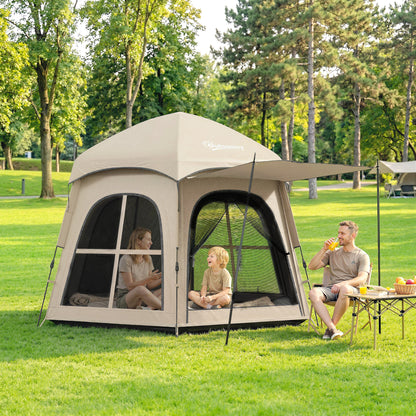 Pop Up Tent 3000mm Waterproof for 3-4 Person Khaki