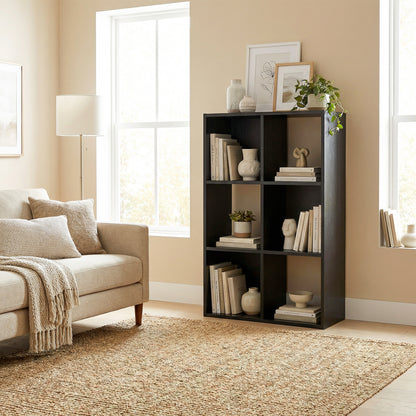 Industrial Storage Shelf, Bookcase, Bookshelf, Black Wood Effect