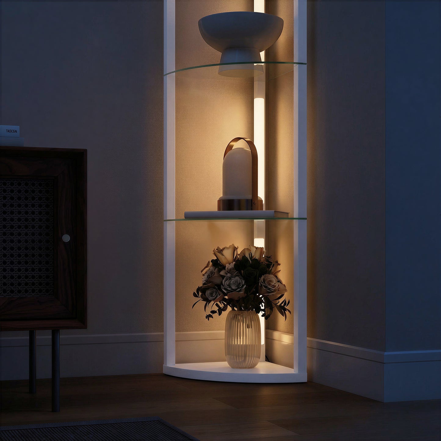 LED Floor Lamp with Shelves, Dimmable Standing Lamp with Foot Switch