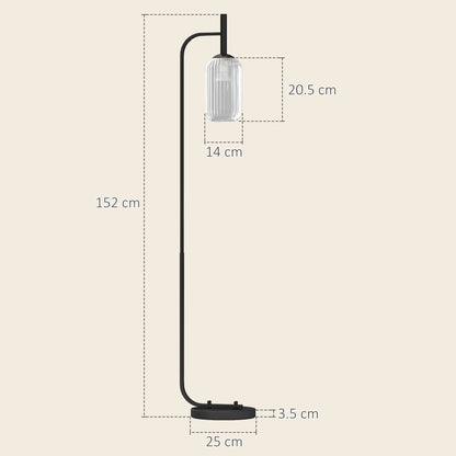 Modern Floor Lamp with Glass Lampshade, Foot Switch for Living Room