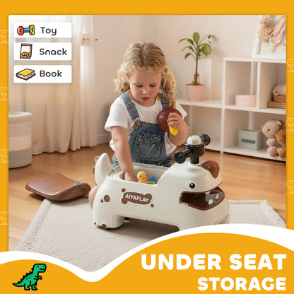 Kids Ride On Car, Dinosaur Shape Toddler Walker, Cream