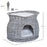 2-Tier Wicker Cat House Elevated Pet Bed Basket Willow Kitten Tower Pet Den. with Washable Cushions 56x37x40cm Grey