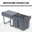 Kitchen Recycle Waste Bin Pull Out Soft Close Dustbin Recycling Cabinet Trash Can Grey (40L (1x20L+2x10L))