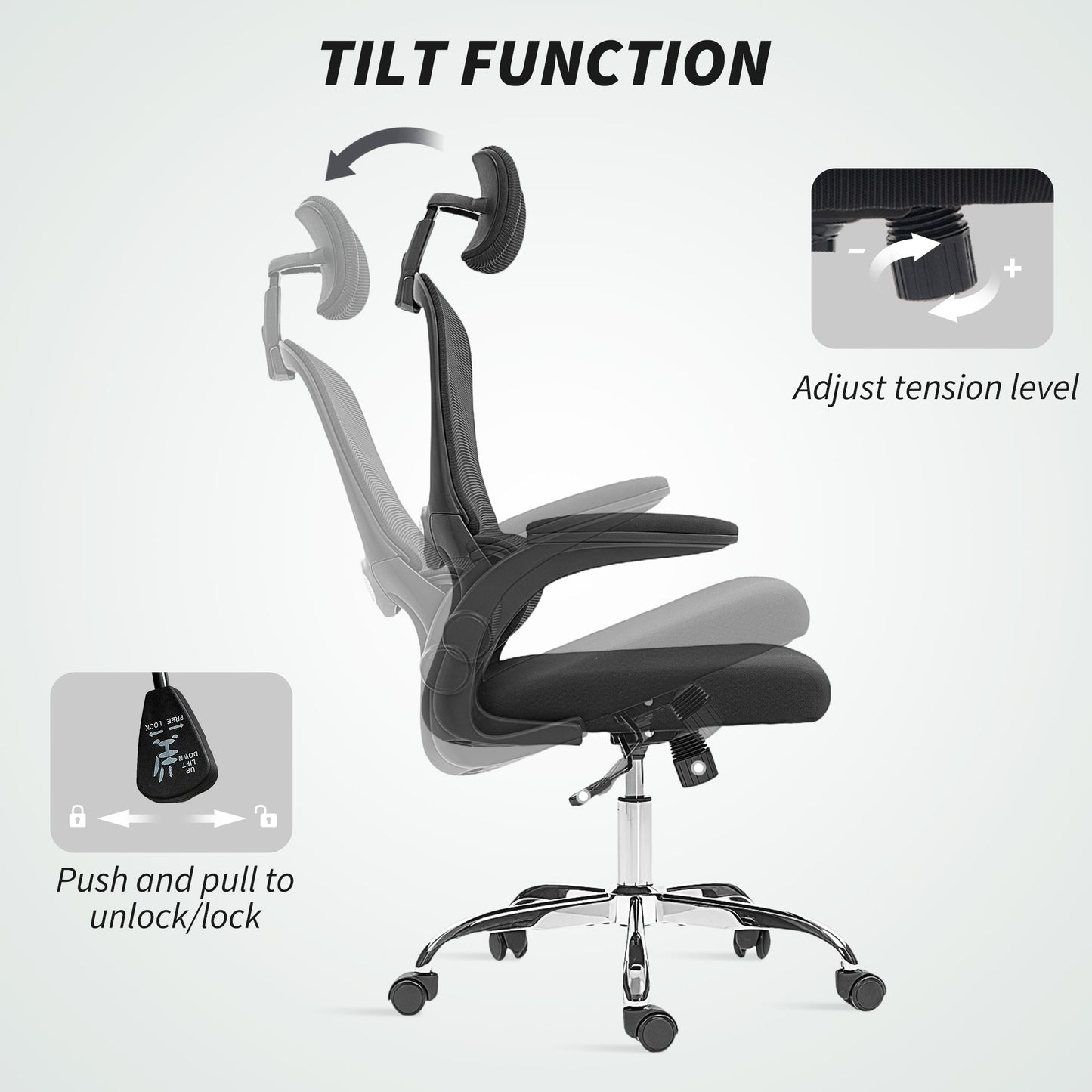 High Back Mesh Computer Desk Chair with Lumbar Support, Black