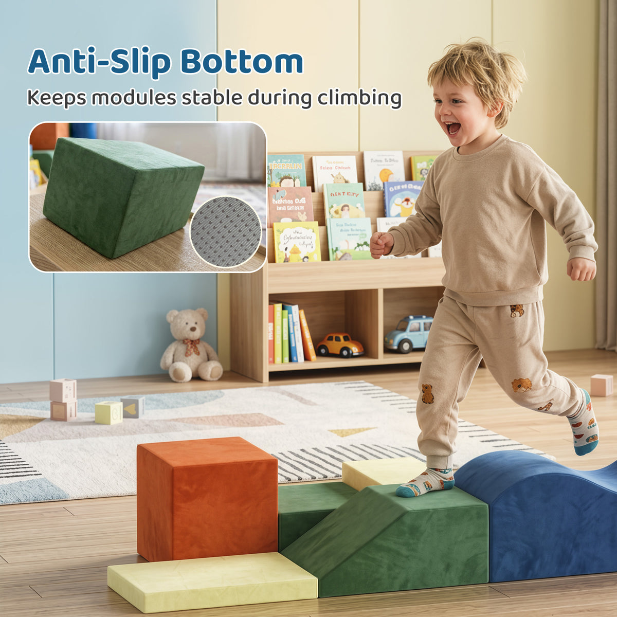 6 Piece Foam Soft Play Climbing Set with Non-Slip Bases - Multicolour