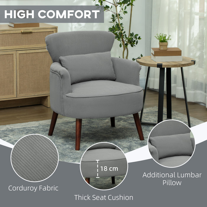 Armchair with Padded Seat and Backrest for Living Room, Light Grey