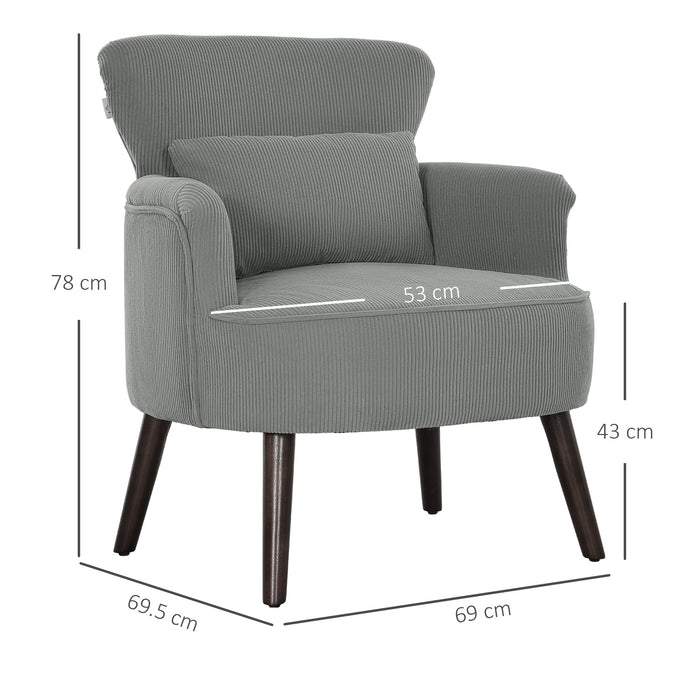 Armchair with Padded Seat and Backrest for Living Room, Light Grey