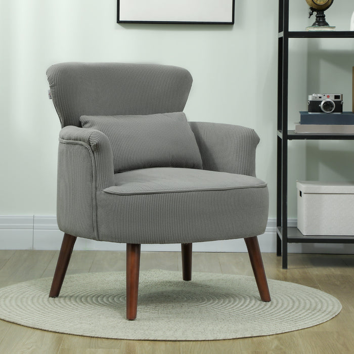 Armchair with Padded Seat and Backrest for Living Room, Light Grey