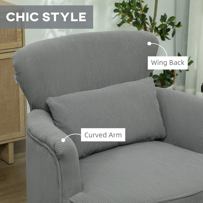 Armchair with Padded Seat and Backrest for Living Room, Light Grey