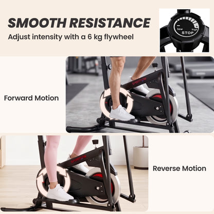 2-in-1 Cross Trainer and Exercise Bike with 6kg Flywheel and App Connectivity - Black