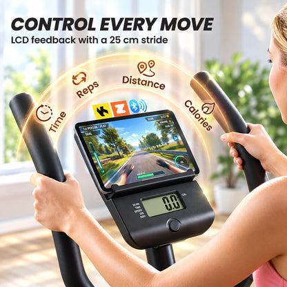2-in-1 Cross Trainer and Exercise Bike with 6kg Flywheel and App Connectivity - Black