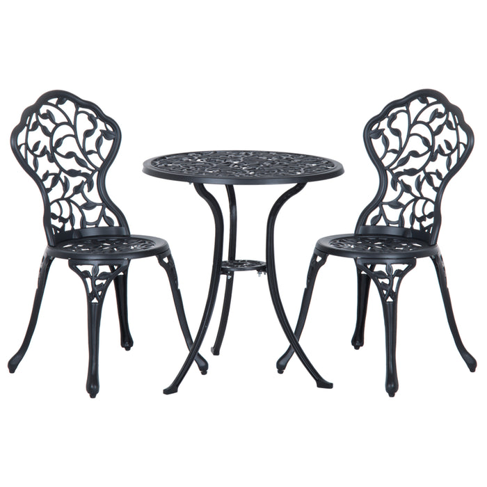 3 Pcs Cast Aluminum Bistro Set Garden Furniture Dining Table Chairs Antique Outdoor Seat Patio Seater