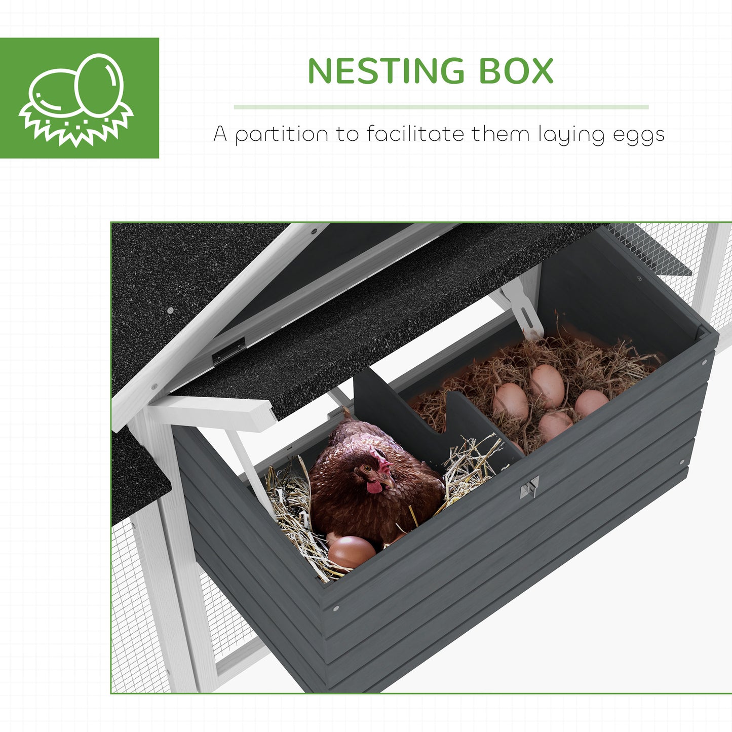 PawHut Wood Chicken Coop Hens Cage Poultry House with Nesting Boxes Run