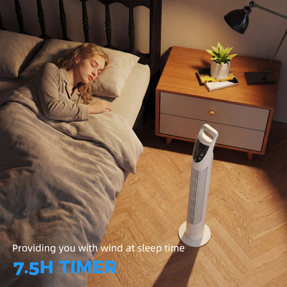 78.5cm Oscillation Tower Fan with Remote Control 3-Speed Wind White