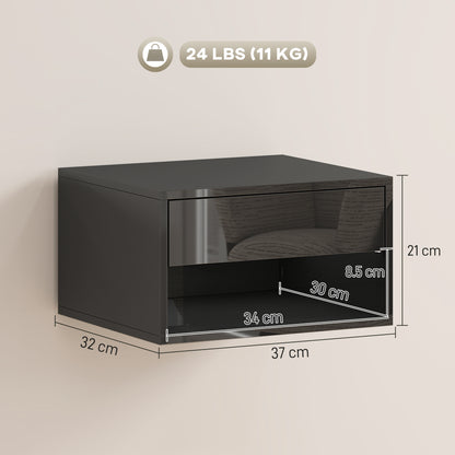 Floating Nightstands Set of 2, Bedside Table w/ Drawer and Open Shelf