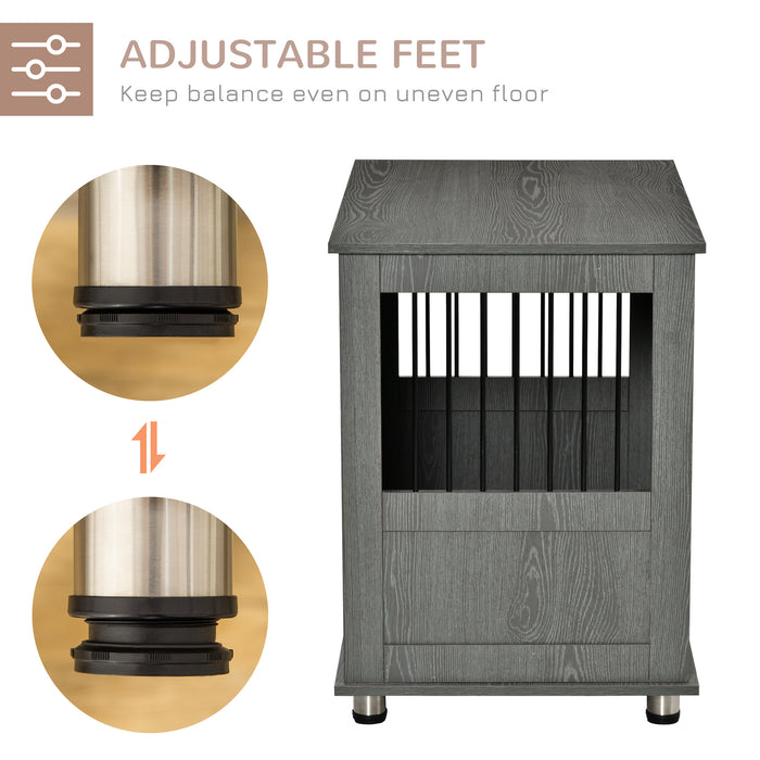 Dog Crate Furniture End Table, Pet Kennel for Small and Medium Dogs with Magnetic Door Indoor Animal Cage, Grey, 85 x 55 x 75 cm