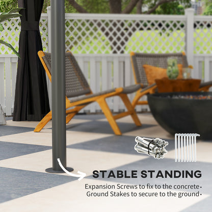 3 x 3 (m) Double Roof Hard Top Gazebo w/Nettings, Dark Grey