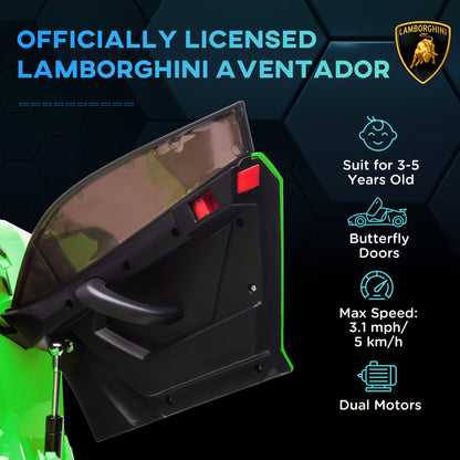 Lamborghini Aventador Licensed 12V Kids Electric Ride On Car - Green