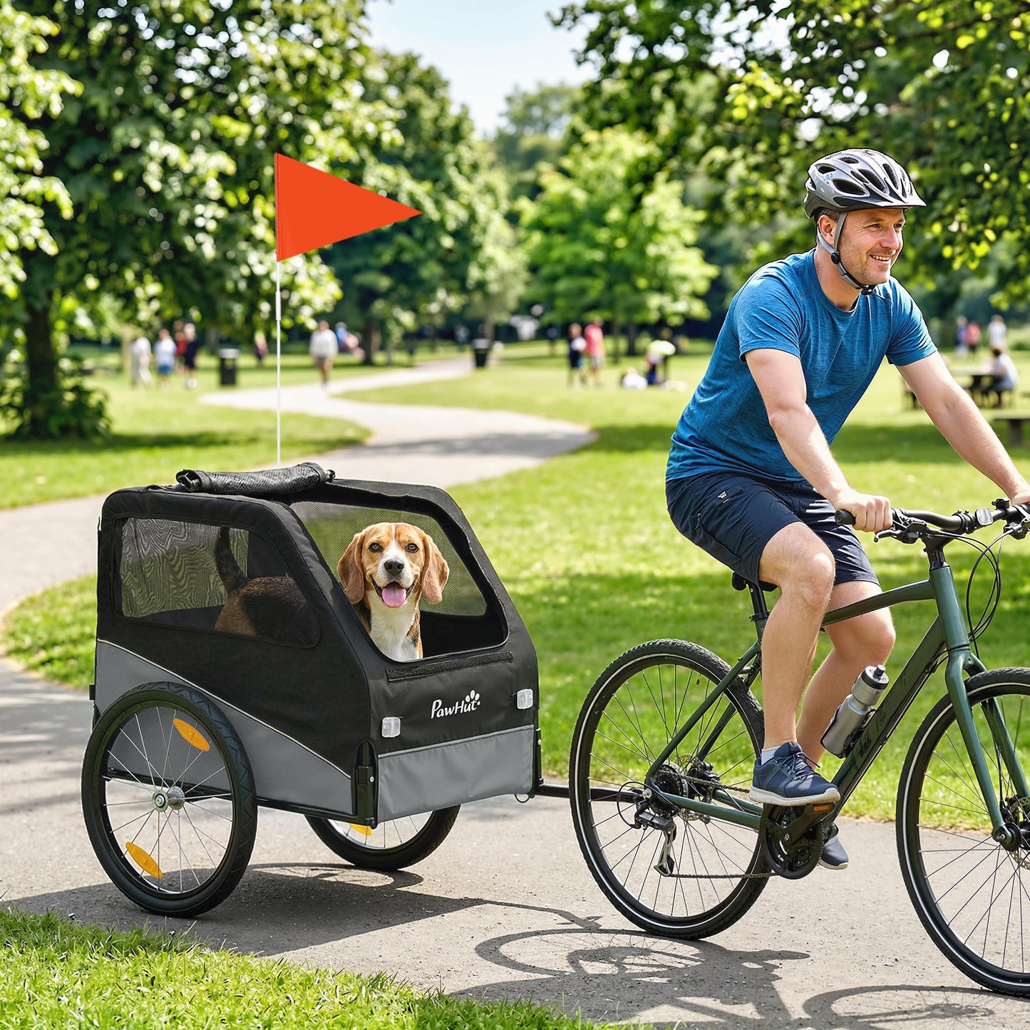 Dog Bike Trailer for Small & Medium Pets with 20" Rubber Wheels, Grey