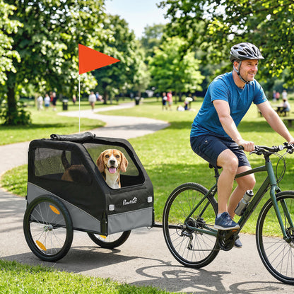 Dog Bike Trailer for Small & Medium Pets with 20" Rubber Wheels, Grey