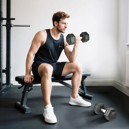 25KG Rubber Hex Dumbbell Portable Hand Weights for Home Gym