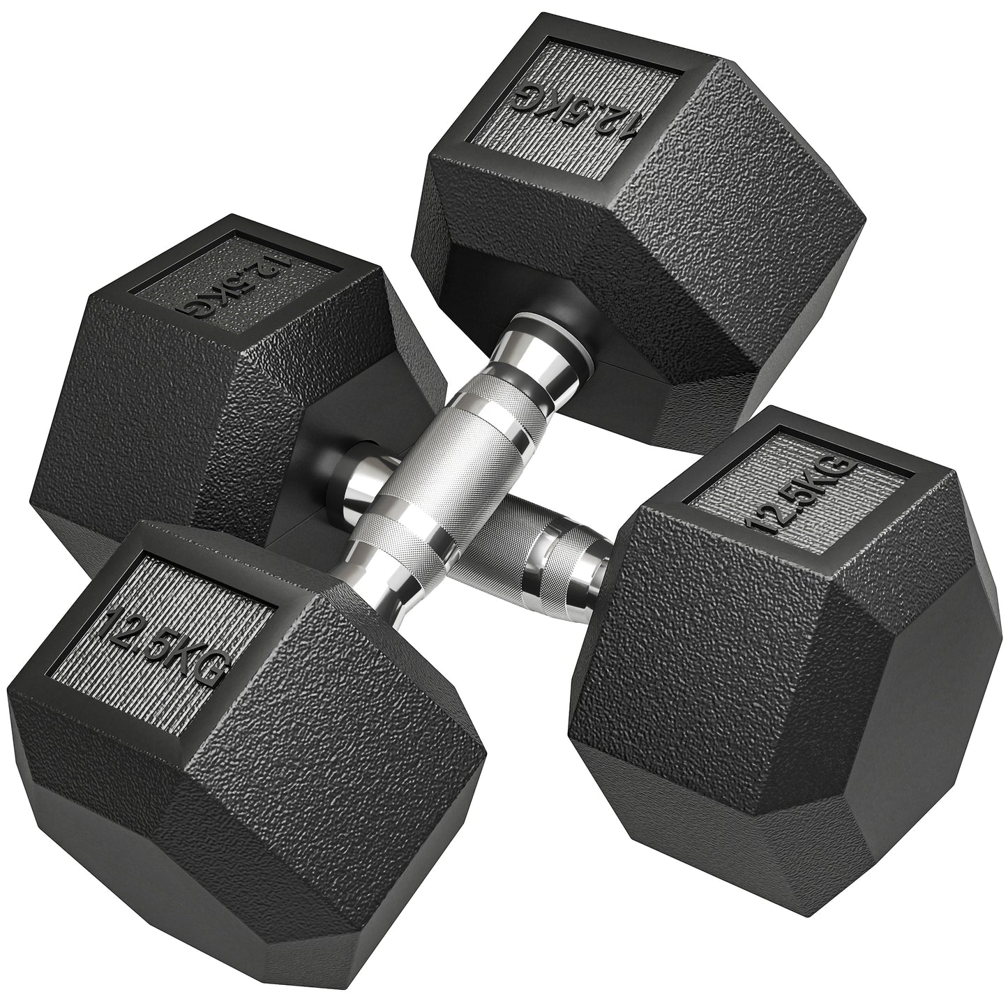 25KG Rubber Hex Dumbbell Portable Hand Weights for Home Gym