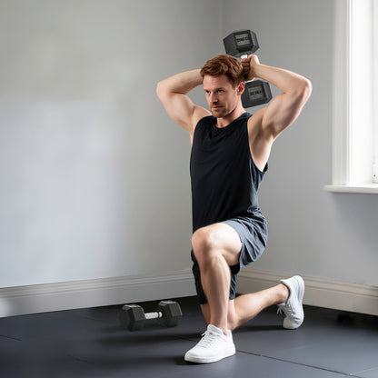 25KG Rubber Hex Dumbbell Portable Hand Weights for Home Gym