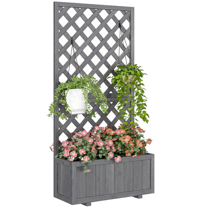 Wood Planter with Trellis for Climbing Plants, Grey