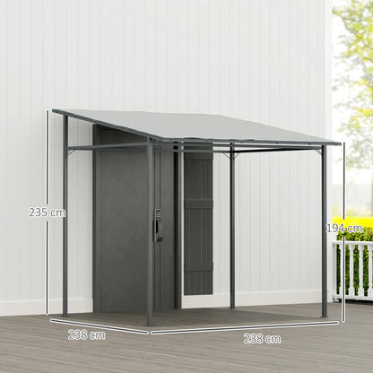 2.4 x 2.4 m Wall Mounted Pergola Gazebo, UPF30+, Light Grey