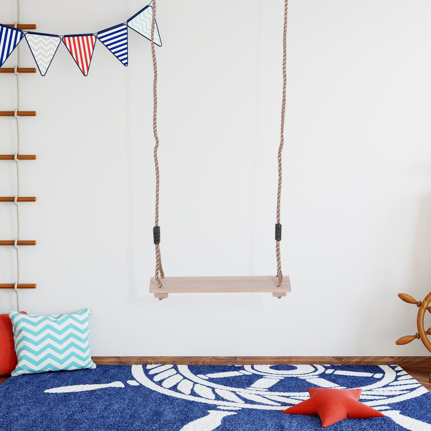 Wooden Garden Swing Seat Outdoor Pine Wood Swing Chair Adults & Kids Adults