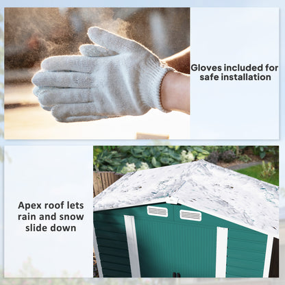 7 x 4ft Upgraded Metal Shed with Lock, Easy to Assemble, Green