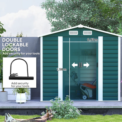 7 x 4ft Upgraded Metal Shed with Lock, Easy to Assemble, Green