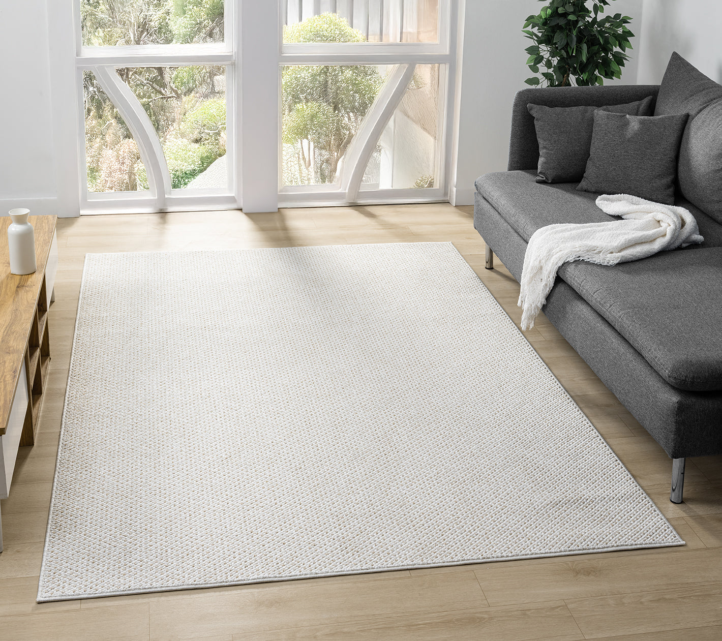 Avior Washable Mottle Living Room Area Rug - Loop Pile Pebble Design