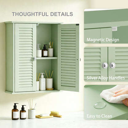 Bathroom Cabinet with Adjustable Shelf, Light Green