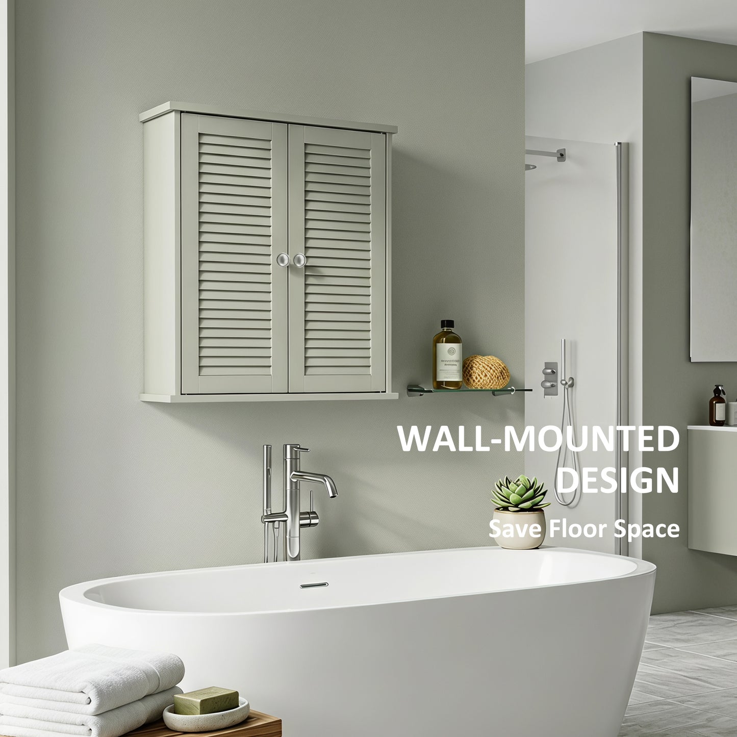 Bathroom Cabinet with Adjustable Shelf, Light Green