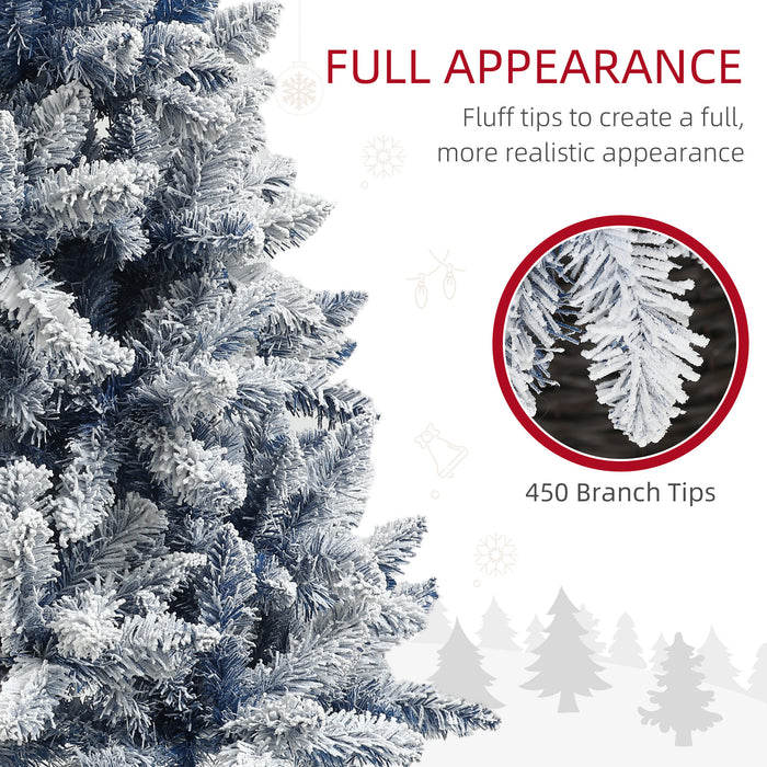 5 Foot Artificial Blue Snow Flocked Christmas Tree with Hinged Branches