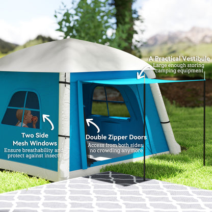 Inflatable Camping Tent, 2 Man Tent, Light Blue
