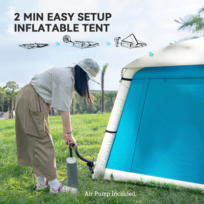 Inflatable Camping Tent, 2 Man Tent, Light Blue