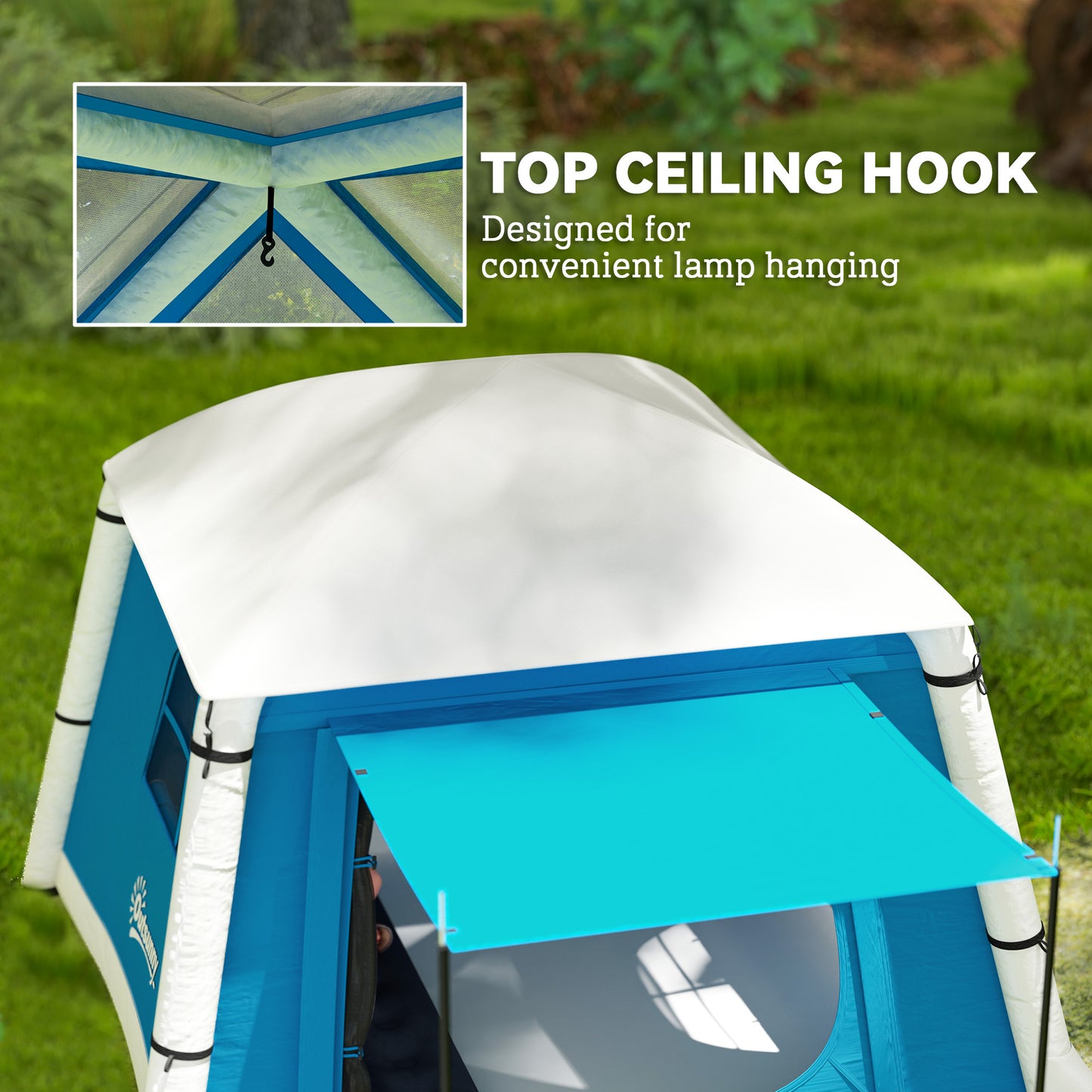 Inflatable Camping Tent, 2 Man Tent, Light Blue