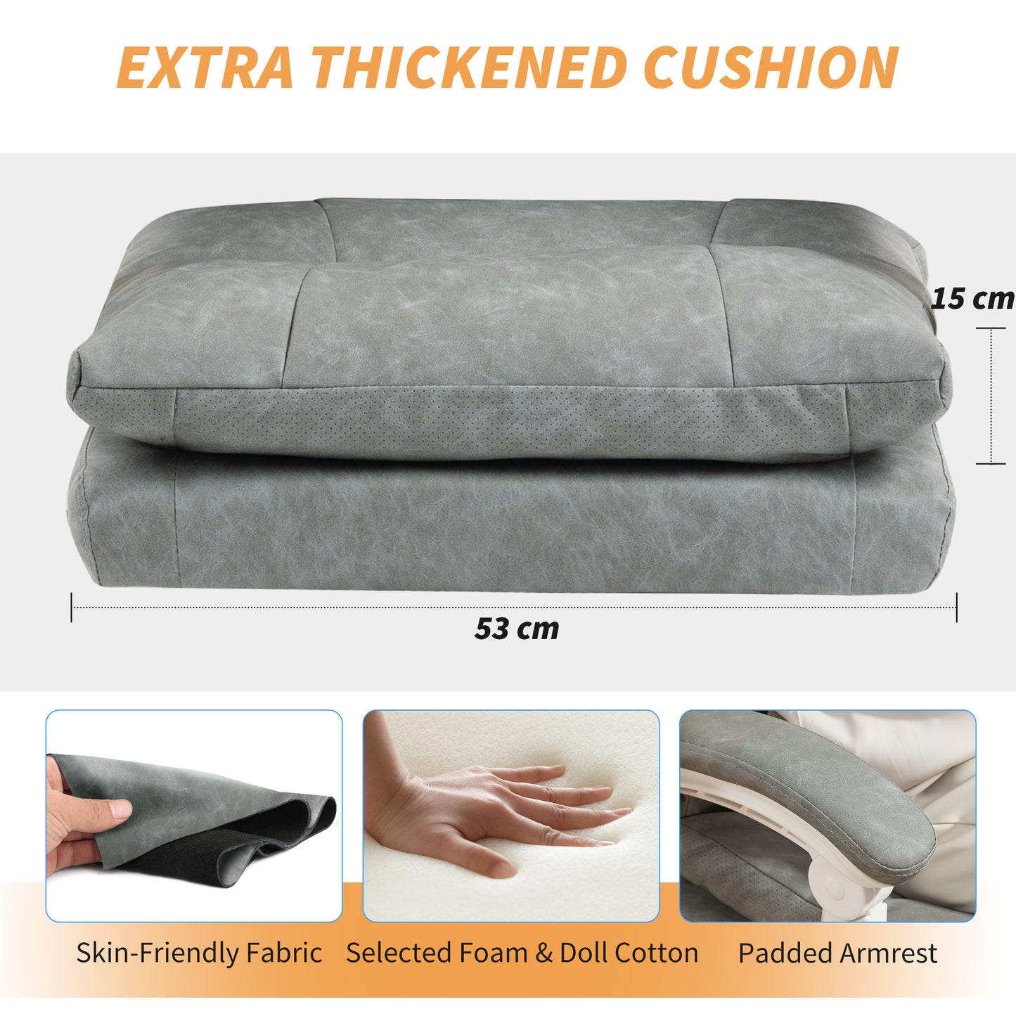 Office Chair with Adjustable Lumbar Support, Computer Chair, Grey