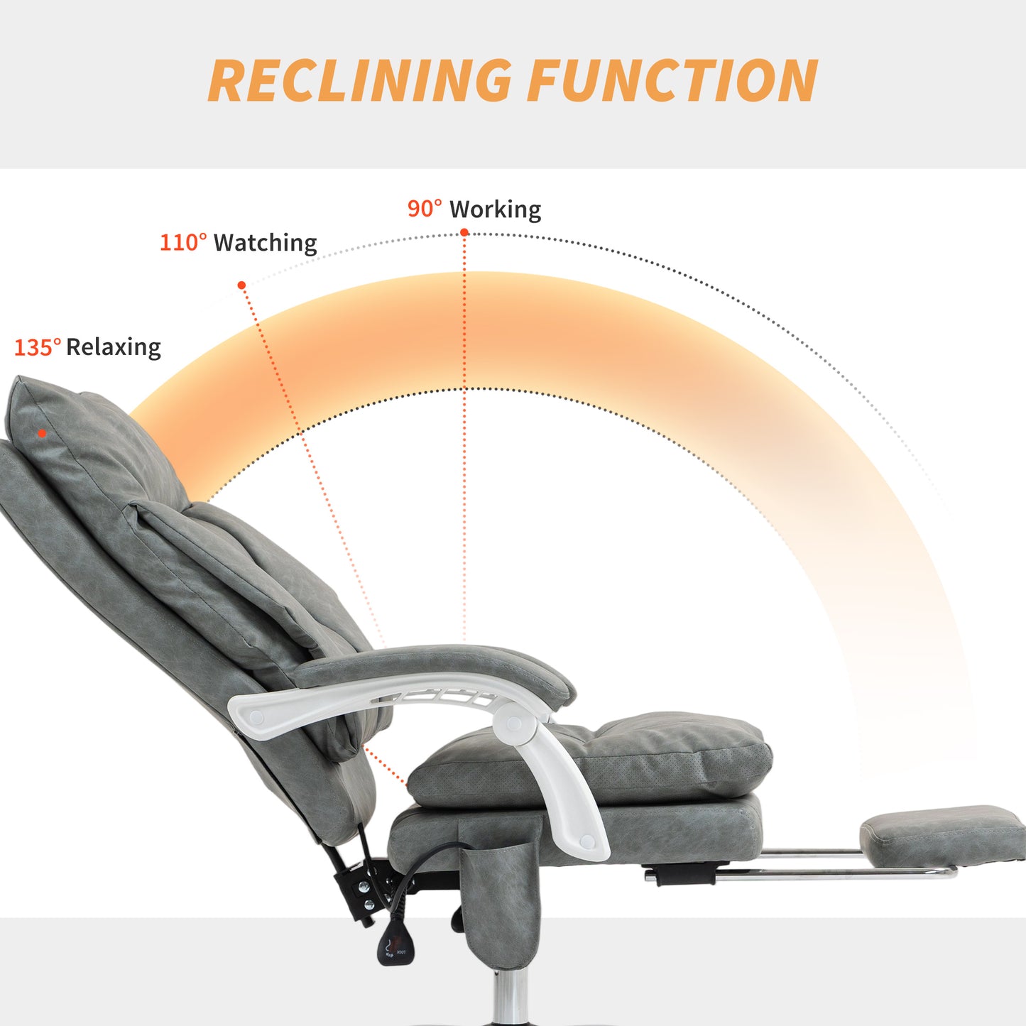 Office Chair with Adjustable Lumbar Support, Computer Chair, Grey