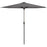 Garden Parasol with LED Lights, Solar Charged Patio Umbrella with Crank Handle, for Outdoor, Charcoal Grey