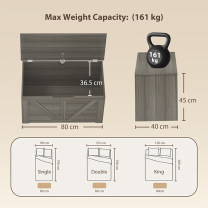Storage Trunk for Living Room, with Safety Hinge, 80cm, Dark Grey